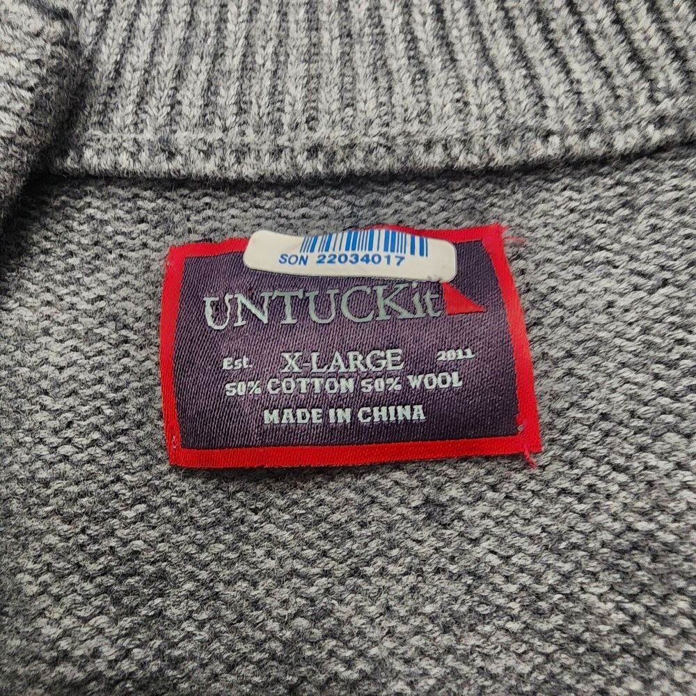 Untuckit Wool Blend Gray Cardigan Sweater‎ Mens XL Knit Button Front Classic - Picture 3 of 8